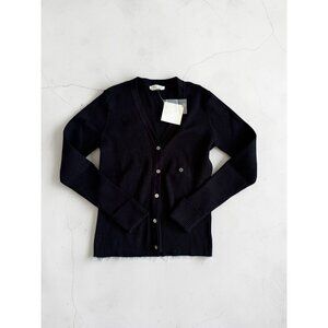 CASUAL CORNER Black Ribbed Cardigan Sweater Size Medium NEW NWT